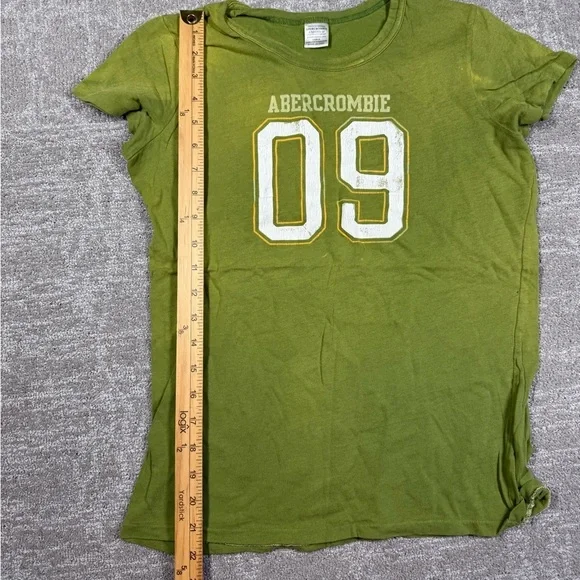 Vintage Abercrombie and Fitch Single Stitch 09 Green Fitted Y2K Kidcore T Shirt - Picture 5 of 9